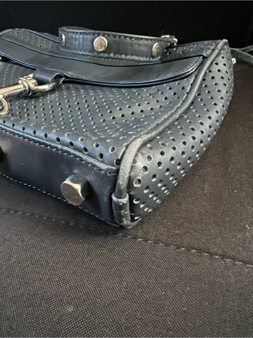 Rebecca Minkoff Perforated Leather Crossbody in Navy - Picture 5 of 6